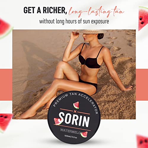 SORIN Premium Tan Accelerator Cream (Watermelon), Suitable for Outdoor Sun or Sunbeds, Fast Natural Tan with Natural Ingredients