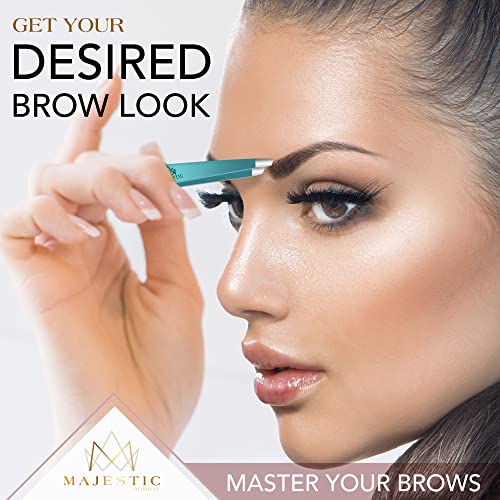 Majestic Bombay Fine Point + Slant Tweezers for Women and Men – Splinter Ticks, Facial, Brow and Ingrown Hair Removal–Sharp, Needle Nose, Surgica