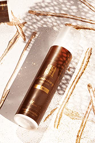 SugaBuba Shimmering & Moisturising Sunscreen SPF 30 for Dark Brown Tan and Glowing Hydrated Skin, 6 Bio Oils for Natural Sun Protection and Hydra
