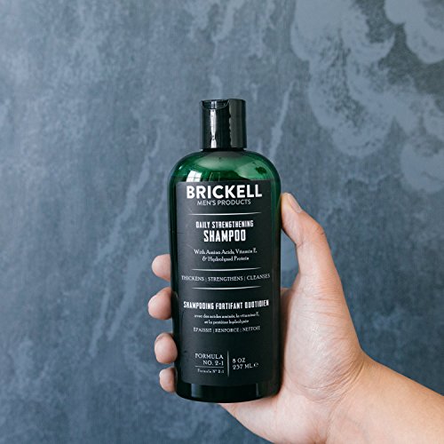 Brickell Men's Daily Strengthening Shampoo for Men, Natural and Organic Featuring Mint and Tea Tree Oil To Soothe Dry and Itchy Scalp, Sulfate Fr