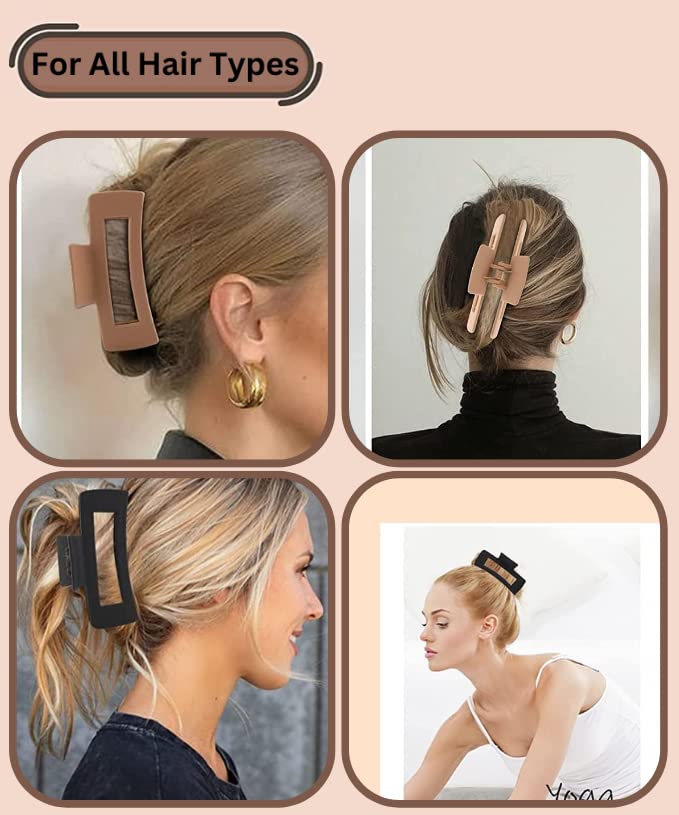 QAIMER hair claw clips for women thick hair, 4.1 inch matt coated hair clips women for thick & thin hairs, 4PCS