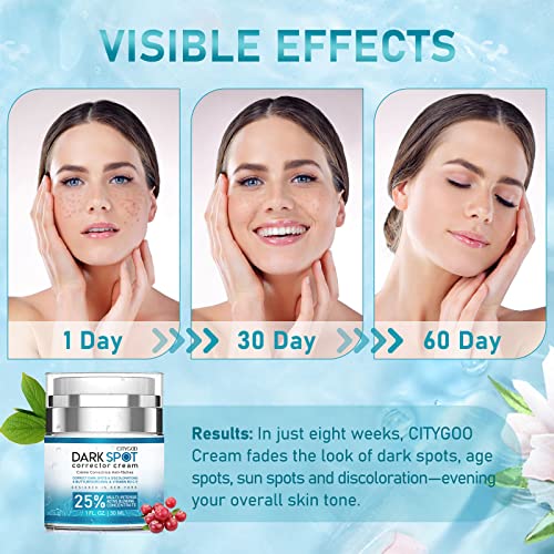 CITYGOO Corrector Cream for Face and Body, Dark Spot Remover, Natural Ingredient: 4-Butylresorcinol, Kojic Acid, Lactic Acid and Salicylic Acid,1