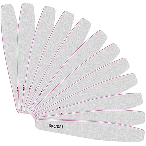 CGBE Professional Nail Files, 12Pcs 150/150 Grit Files Set Double-Sided Grit Emery Board Manicure Tools for Home and Salon Use