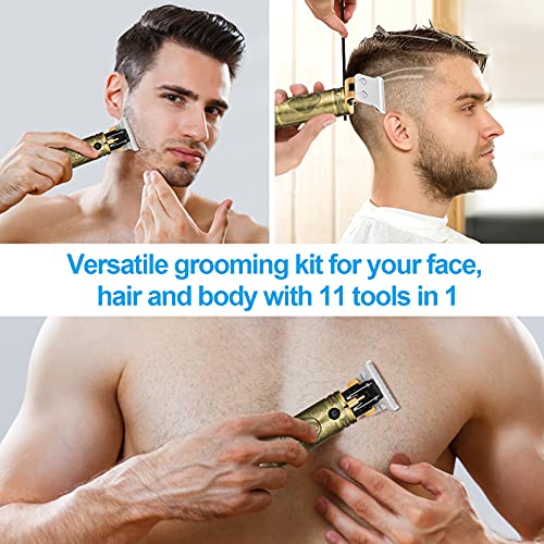 Hair Clippers Men Professional Beard Trimmer, Head Shaver Electric Cordless Rechargeable, Grooming Kit for Beard & Hair with 3 Guide Combs, Easy