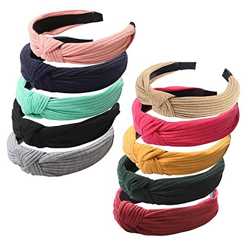 Haquno Headbands for Women 10 Packs Fabric Hair Band Accessories Elastic Head Wrap Cute Outdoor Hair Accessories