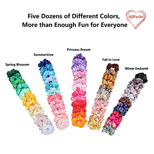 BeeVines Satin Silk Scrunchies for Hair, Silky Curly Hair Accessories for Women, Hair Ties Ropes for Teens, Scrunchies Pack Girl’s Birthday Thank
