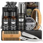 Beard Grooming Kit for Men, Perfect Fathers Gifts for Dad Him Husband Boyfriend, with Beard Shampoo Wash, Growth Oil, Balm, Trimming Set Include