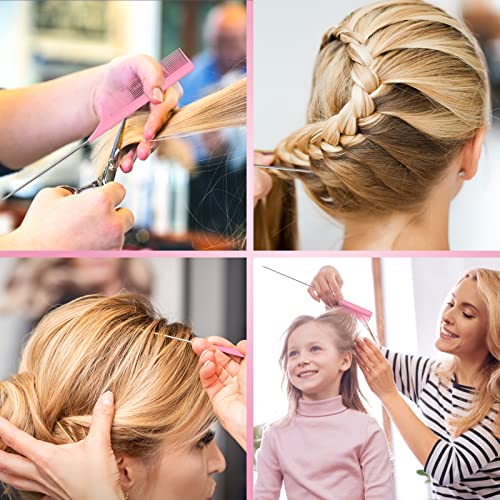 Sularpek 3 Pcs Slick Brush Set, Plastic Bristle Hair Brush Teasing Comb Edge Hair Brush Teasing Brush Set, Rat Tail Comb Double Sided Edge Brush,