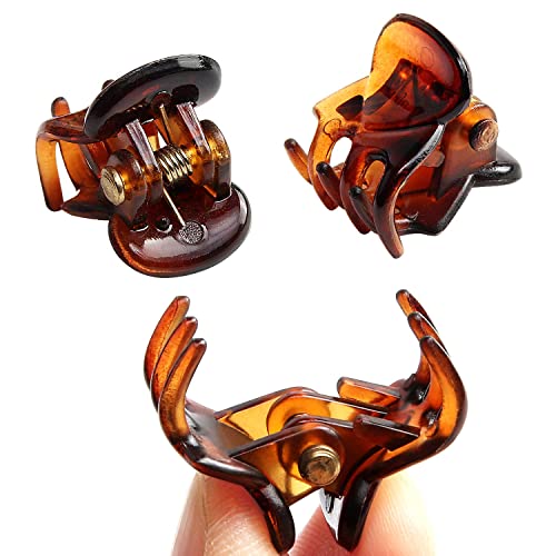 JANYUN 24 Pcs Mini Claw Clips Non Slip Hair Claw Clips Clamps for Women Girl's Hair (Black and Brown)