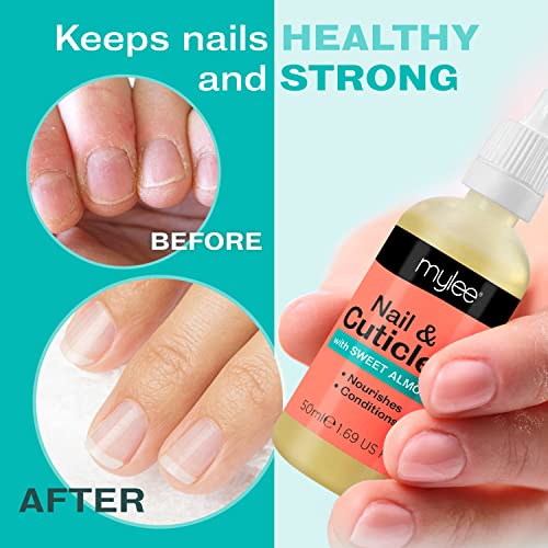 Mylee Sweet Almond Nail & Cuticle Oil 50ml, – Deeply Hydrating & Nourishing Cuticle Conditioner Oil, Non-Greasy Formula and Leaves No Sticky Resi