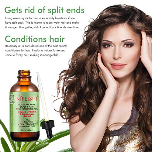 Bieyoc Rosemary Oil for Hair Growth, Organic Rosemary Essential Oil, Scalp & Hair Strengthening Oil, Nourishing Treatment for Hair Care, Skin, Fa