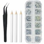 Rhinestones 1500 Pieces in 6 Sizes Crystal Nail Gems Nail Art Accessories Rhinestones with 1 Pick Up Tweezer and 3 Rhinestone Picker Dotting Pen