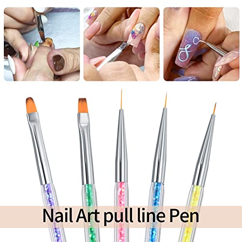 9 Pcs Nail Art Brushes, Nail Brush for Nail Art, Nails Dotting Drawing Painting Liner Design Brushes Pens Tools for Diy Gel Nail Art Design, with