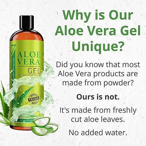 Seven Minerals Organic Aloe Vera Gel with 100% Pure Aloe from Freshly Cut Aloe - NO ACRYLATES & CROSSPOLYMERS, so it absorbs rapidly with No stic