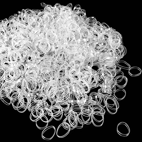 Qufiiry 1100 Pcs Clear Elastic Hair Bands, Mini Hair Rubber Bands, Girls & Women Small Hair Bands, Elastic Hair Ties to Beautify Your Hair, Clear