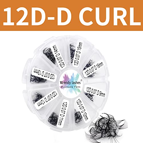 Pre Made Fan Volume Eyelash Extensions 10D 0.07mm D Curl 500 Fans 9-16mm Mixed Tray Premade Fans Loose Volume Lash Extensions Handmade Promade Lo