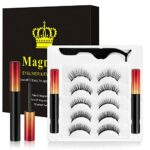 Magnetic Eyelashes with Eyeliner,2 Tubes of Magnetic Eyeliner and Updated 5 Pairs Magnetic Eyelashes Natural Look, Reusable Magnetic Lashes with
