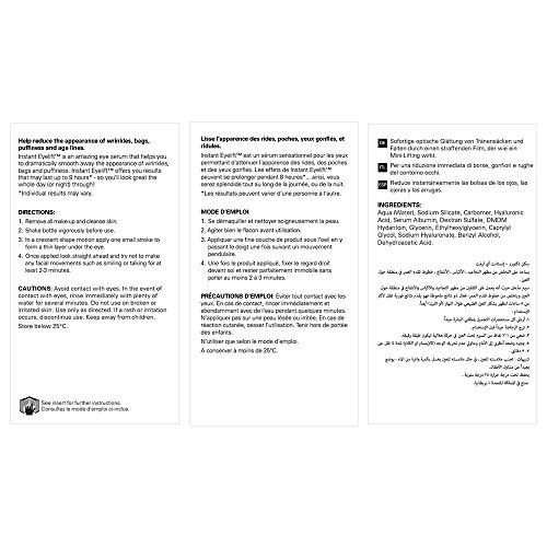 Skin Doctors Instant Eyelift, with Hyaluronic Acid, helps the appearance of wrinkles, eye bags, puffiness, and tightens the skin around the eye -