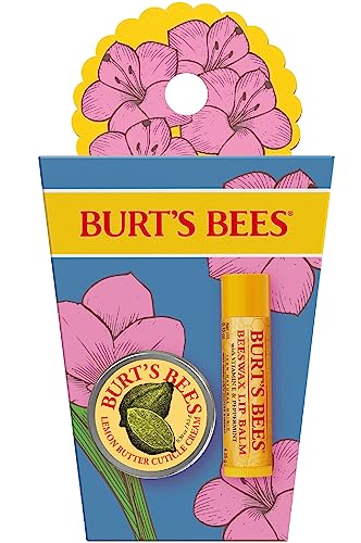 Burt's Bees Essential Gift Set, Lip Balm, Hand Salve, Body Lotion, Foot Cream & Face Cleanser, 5 Travel Size Products