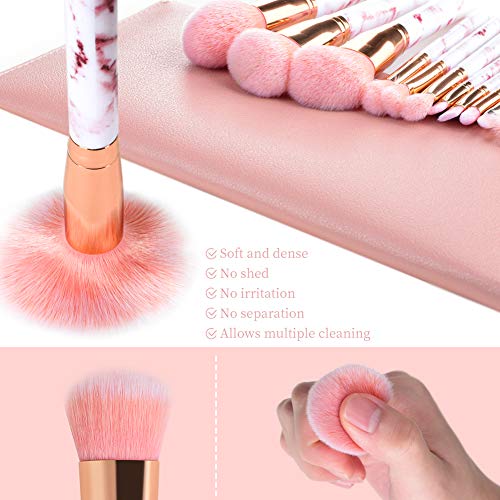 Makeup Brushes Sets Start Makers Professional 12Pcs Pink Marble Makeup Brush Set with Foundation Concealer Blush Eyeshadow Make Up Brushes Beauty