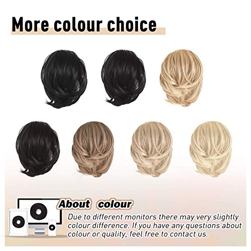 BARSDAR Hair Bun Ponytail Extension, Straight Synthetic Hairpiece Fully Short Ponytail Bun Extensions Hair Accessories Elastic Easy Scrunchie for
