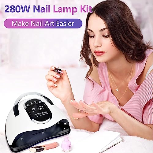 BEENLE UV LED Nail Lamp, 280W Nail Curing Lamps for Home & Salon, Professional Nail Art Tools Led Nail Dryer for Gel Polish with Automatic Sensor