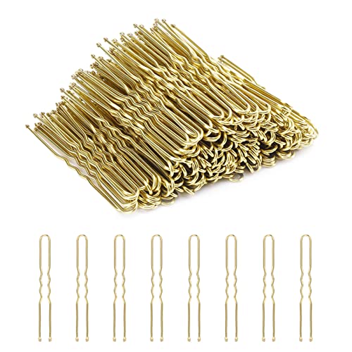 Cehony U Shaped Hair Pins, 200 Count Buns Waved U-shaped Hair Pins for Updos with Box for Women Lady Girls Bobby Pins French Historical Hair Pin