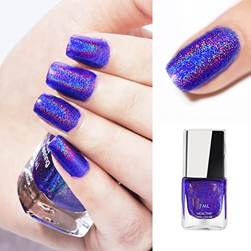 Holographic Nail Polish, Glitter Nail Polish With Mermaid Effect Silver Nail Polish, Long Lasting Nail Polish Polarising Glitter,Nail Polish Art