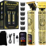 Hair Clippers Men, Beard Trimmer, Cordless USB Rechargeable, with LCD Screen, Professional T-Blade Trimmer, Grooming Kit 7 in 1 for Barbers and H