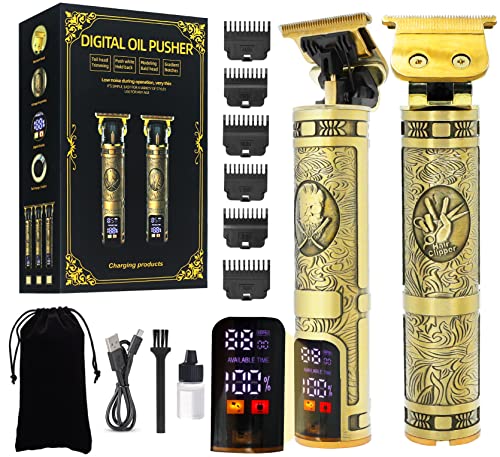 Hair Clippers Men, Beard Trimmer, Cordless USB Rechargeable, with LCD Screen, Professional T-Blade Trimmer, Grooming Kit 7 in 1 for Barbers and H