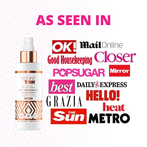Skinny Tan Tan & Tone Self Tan Oil - Streak Free Natural Looking Fake Tan with Coconut Oil, Enriched with Guarana Extract to Tone & Firm Skin, Cr