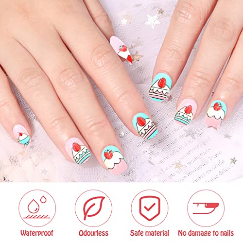 120PCS Kids False Nails,Scettar Kids Press on Nails Kids Stick on Nails Full Cover Kids Nails for Girls Kids Gift DIY Nail Art Decor 4 Boxes (Dif