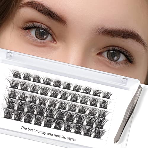 EMEDA Cluster Lashes 70 Pcs DIY False Eyelashes With Tweezers C Curl Individual Lashes 11mm 12mm 13mm 14mm Manga Lashes DIY Eyelash Extensions Th