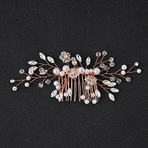Bridal Flower Side Hair Clips Pearl Flower Hair Piece Wedding Hair Accessories for Brides Bridesmaid,Girls,Women