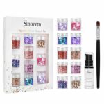 Sinoeem 10 Face Glitter Cosmetic Reflective Chunky Cosmetic Glitter for Face Body and Hair(Includes Long Lasting Fix Gel and brush) Festival and