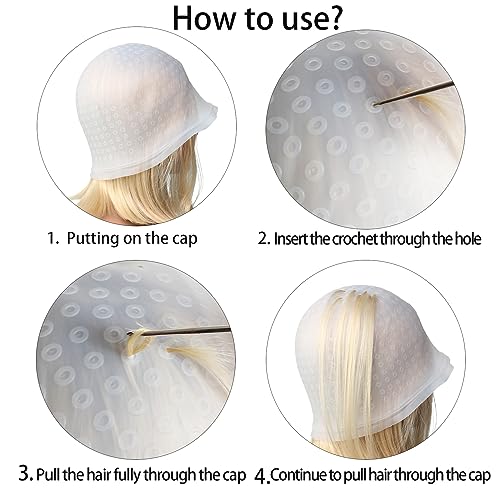 Pre-punched with Holes Silicone Highlight Caps Hair Color Professional Reusable Highlighting Caps with Hook Salon Hairdressing Dyeing Staining To