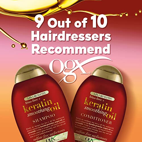 OGX Anti Frizz Keratin Smoothing Oil 5 in 1 Sulfate Free Hair Shampoo, 385ml