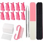 Gel Nail Polish Remover Tools Kit, VEGCOO 10 Pcs Nail Polish Remover Clips, 4 Nail Files, 200 Pcs Nail Wipe Cotton Pads, 2 Cuticle Pusher & a Nai