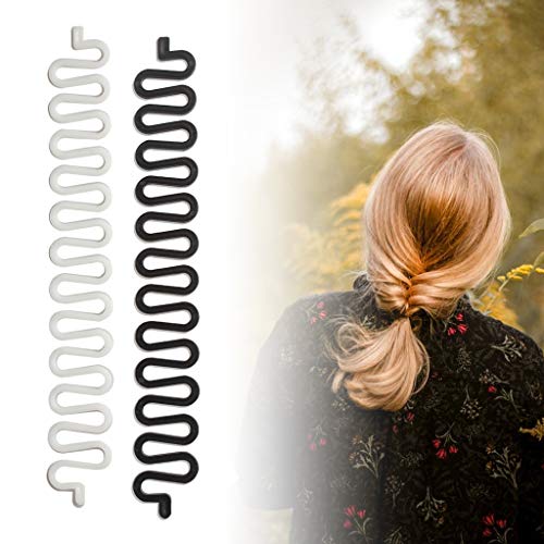 Tomedeks 2Pcs Hair Knitting Tool Fashion French Hair Styling Clip Twist Braid Hair Knitting Tool, for Girls and Ladies Sticky Fishbone DIY Hair A