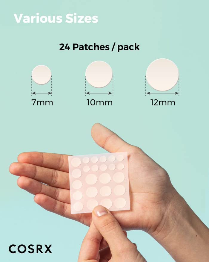 COSRX Master Patch Original Fit (24 counts) Absorbing Pimple Patches, Hydrocolloid Spot Treatment, Blemish Cover, Spot Stickers, 3 Sizes