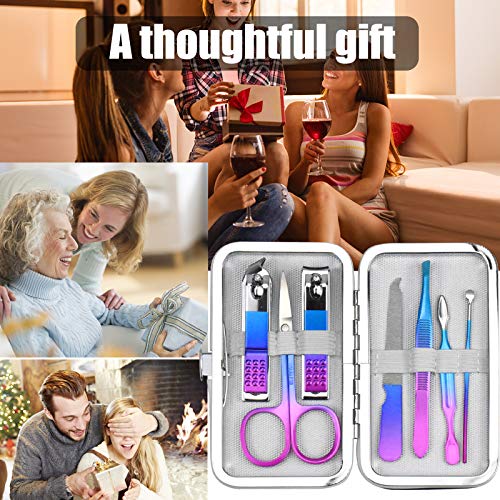 Manicure Set 7 pcs Pedicure Kit Professional Fashion Stainless Steel Nail Clippers Nails Cuticle Remover Toenail Cutter Grooming Tools for Girls