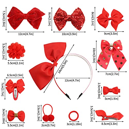 Bekecidi 23 PCS Girls School Hair Accessories Red Bow Hair Clips Elastic Hair Bands Bow Headband Ribbon Hair Barrettes Hair Accessories for Toddl