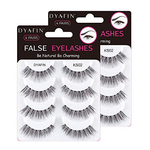 DYAFIN 3D Eyelashes 100% Handmade Strip Lashes Reusable Lightweight Soft Long False Eyelashes 4 Pairs Fake Eyelashes