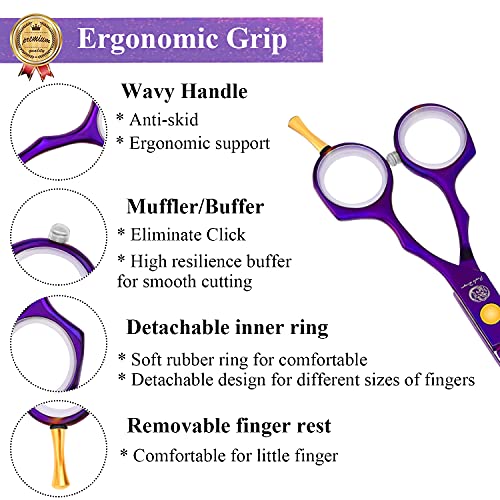 Purple Dragon Purple Hairdressing Scissors Set 5.5 Inch Hair Cutting & Thinning Scissors Kit for Men Women Kids Home Salon Barber