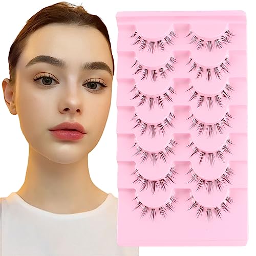 Parriparri False Eyelashes Fluffy Fox Eye Lashes L Curl Sexy Cat Eye Eyelashes Soft Winged Angel Fake Lashes Wispy Lightweight Faux Mink Lashes (