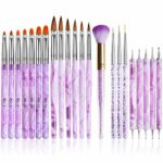 Kalolary 22pcs UV Gel Nail Art Brush Set, Acrylic Nail Art Dust Brush Nail Art Dotting Pen Nail Painting Brush Pen Nail Art Tips Builder Brush Ge