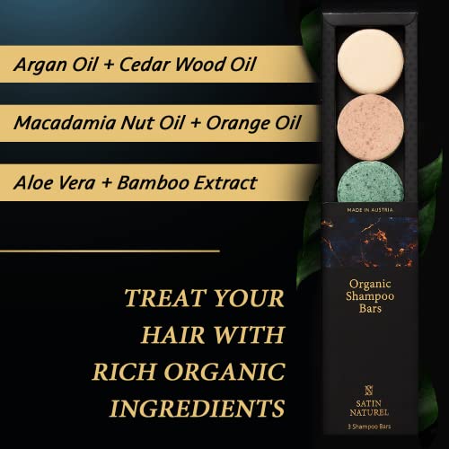Set of 3 - Organic Shampoo Bar + Conditioner Bar 180g - Shampoo and Conditioner Sets - Hair Growth Shampoo - Shampoo for Greasy Hair & Dry Hair -