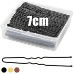 Mbsomnus 200PCS Hair Pins for Buns 7cm U-Shaped Hair Pins Long Bobby Pins Black Bun Pins with Storage Box Hair Grips for Thick Hair Women Girls W