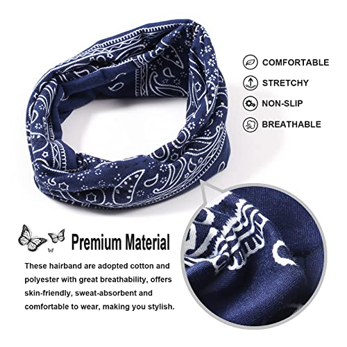 FITDON 5 Pieces Boho Headband Women's Hair Bands Wide Elastic Hairband Turban Fashion Hair Accessories