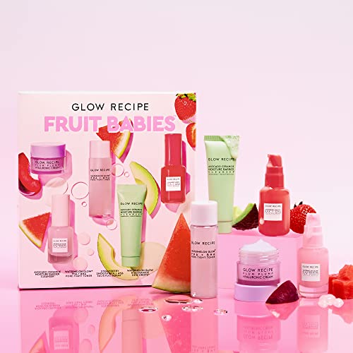 Glow Recipe - Fruit Babies Bestsellers Kit - Mini Travel Size Beauty Essentials - Avocado Foam Cleanser, Niacinamide Dew Drops Serum, Pore-Tight
